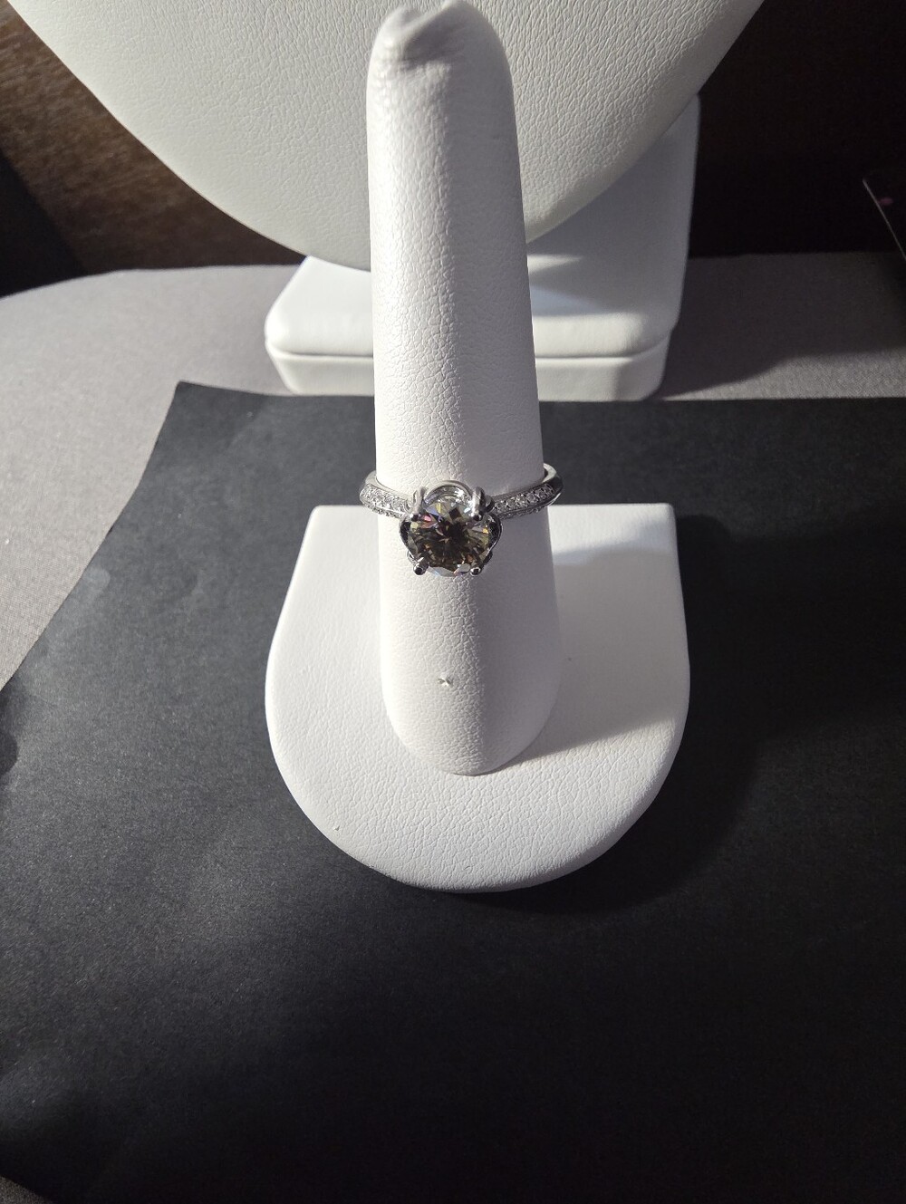 Round Cut Moissanite Adjustable Diver Ring Sparkling Statement Ring